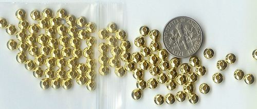 100 Gold Plated Smooth Saucer Spacer Beads 5X3mm