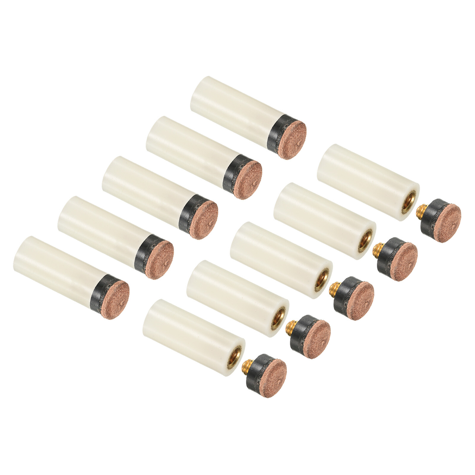 10 Pairs 11mm Dia Screw-on Billiard Pool Cue Tip with Ferrules Brown Beige