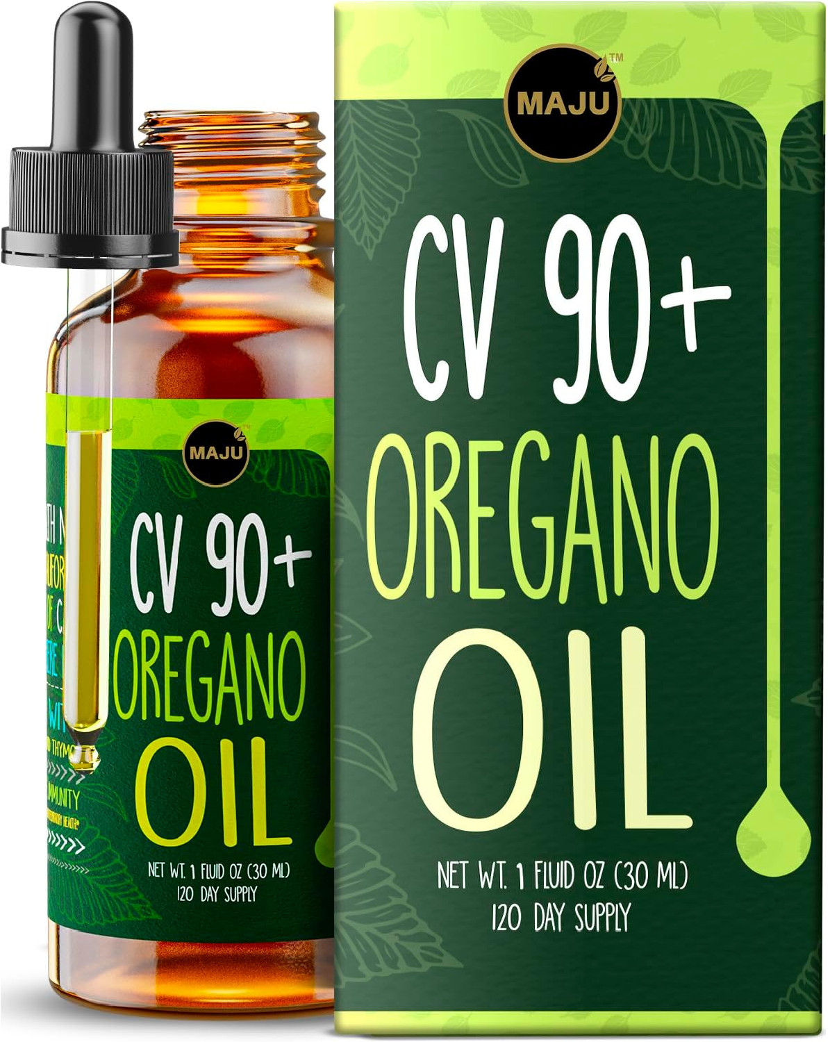 Maju Superfoods Oregano Oil Drops, Potent 90%+ Carvacrol (1 fl Oz) Wild Mediterr