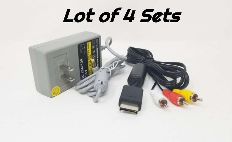 AC Power Adapter & AV Audio Video Cable Set for PlayStation One PSONE Slim