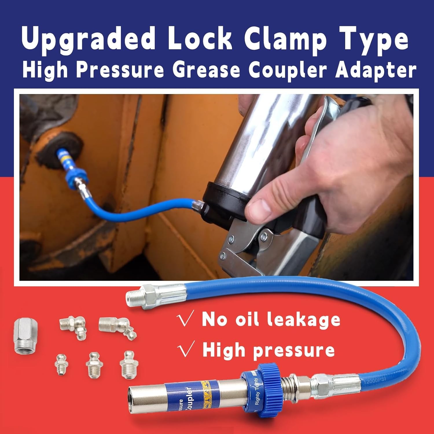 High Pressure Grease Coupler, Heavy-Duty Gun Coupler Fittings...