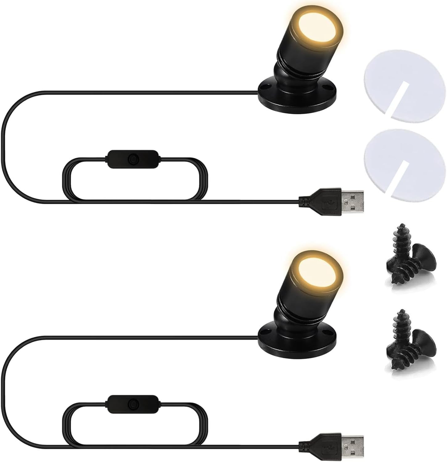 USB Powered Mini Spotlights for Displays 2-Pack – 5V Small 2PACK Warm Light