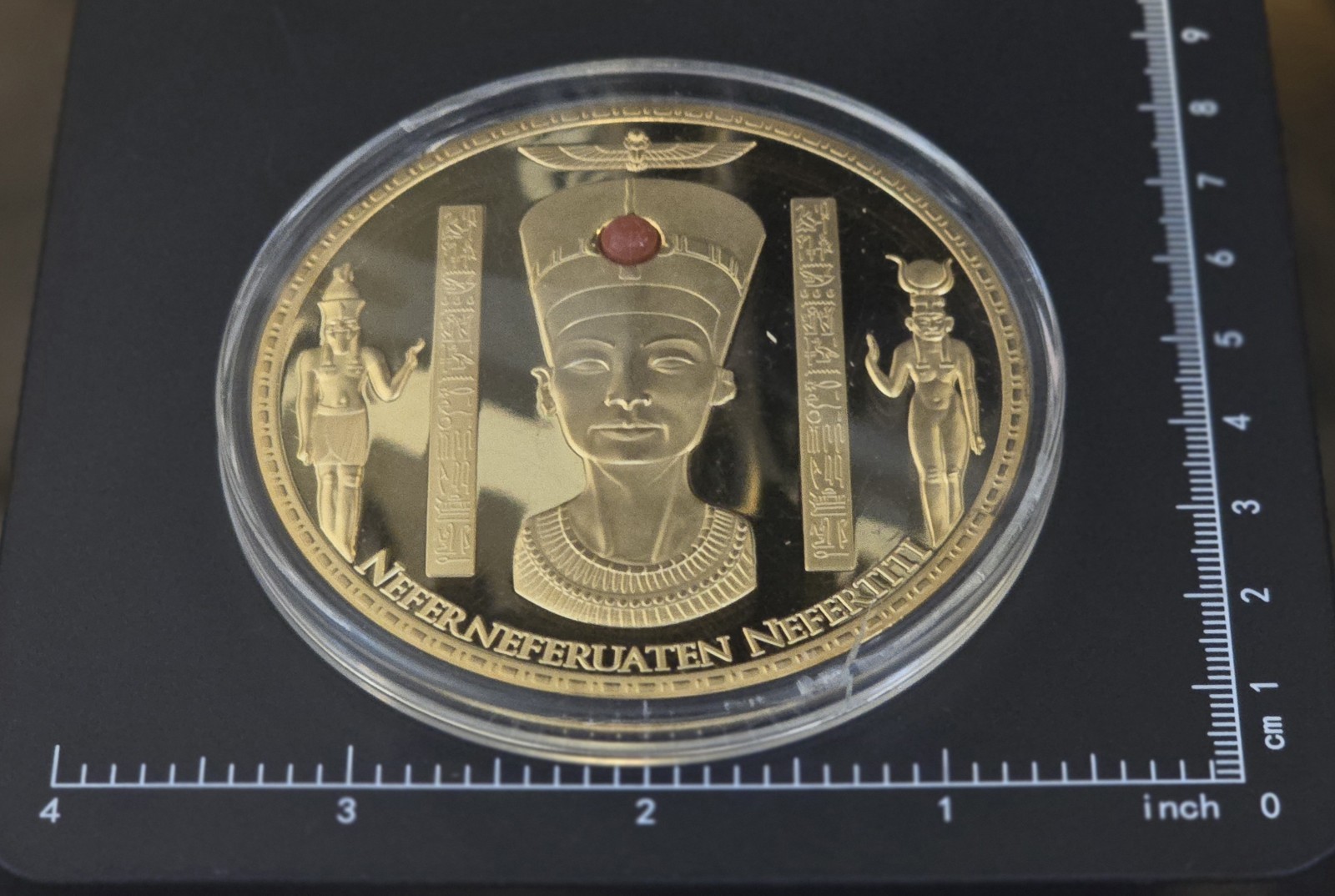 NEFERTITI MYSTERIOUS ANCIENT EGYPT  24k Gold Gilded Fantasy Medal