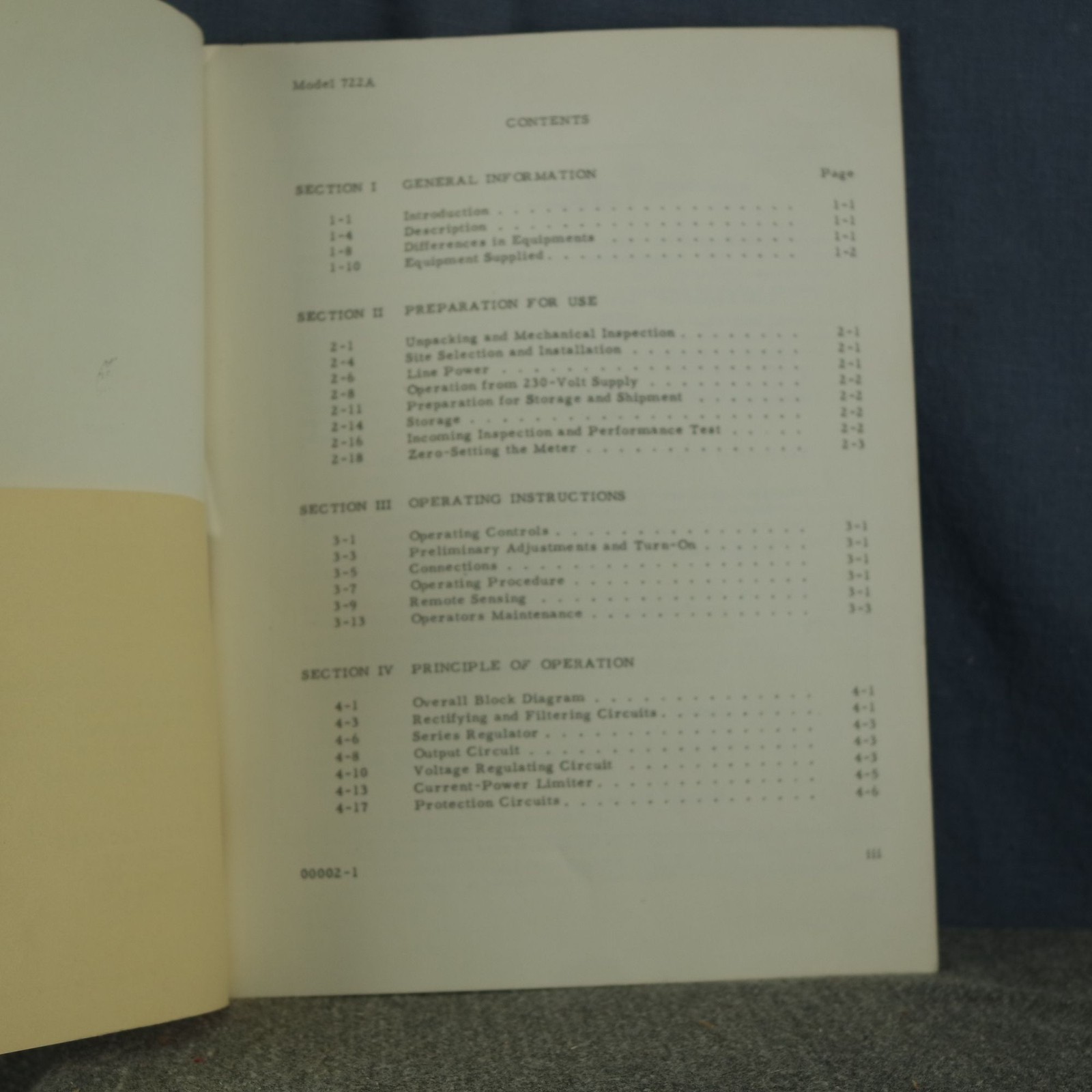 HP Model 722A/AR DC Power Supply Operating Manual