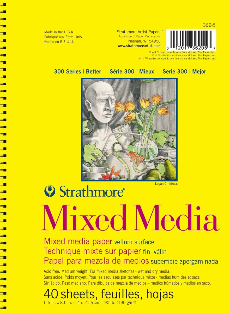 Strathmore 300 Series Mixed Media Paper Pad, Side Wire Bound, 5.5x8.5 inches,...