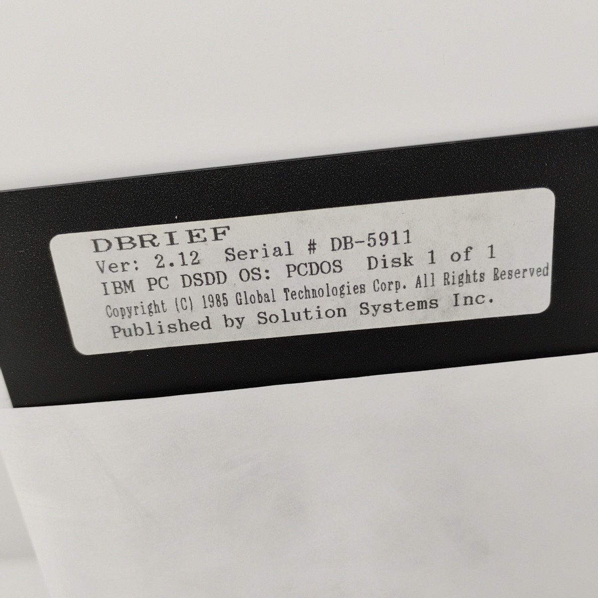 dBrief Version 2.12 Solution Systems IBM PC 5.25" Floppy Disk dBase Assistant