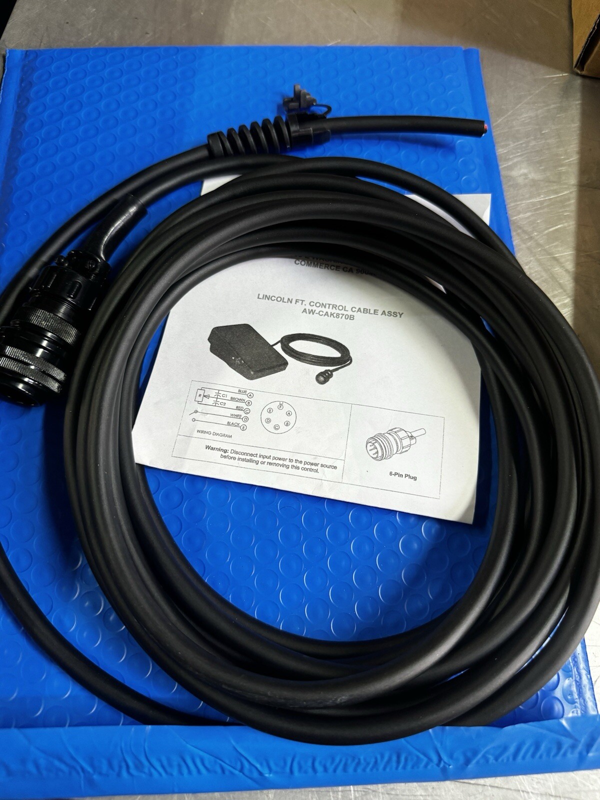 K870B Cable And Plug Assembly Replacement For Lincoln 6 Pin Foot Control 20 Ft