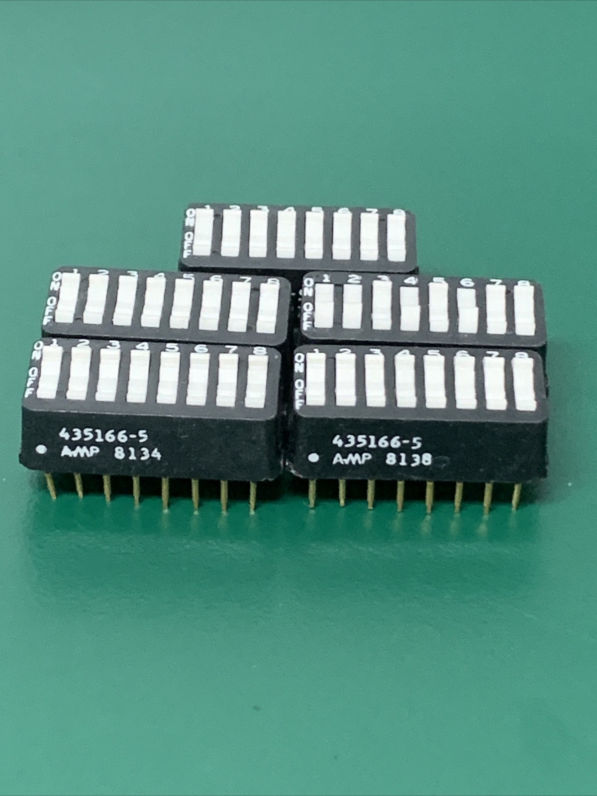 AMP 435166-5 Switch, Dip Switch, Assy-Blk Spst-8Pos (LOT OF 5)