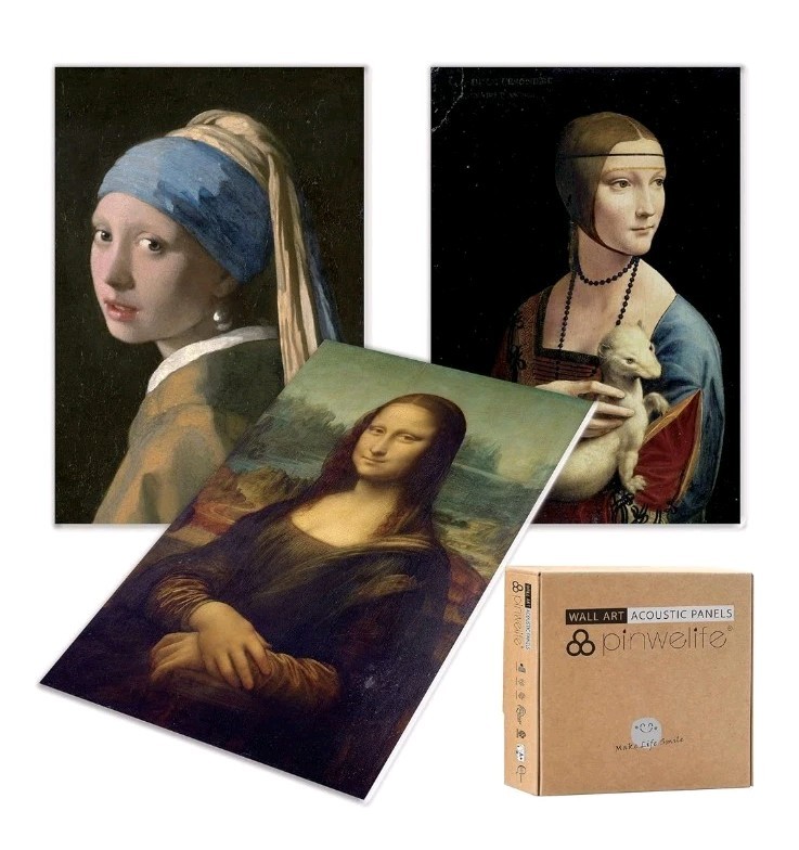 PORTRAIT OF WOMEN Acoustic Wall Panels Set Of 3, Mona Lisa Vermeer PINWELIFE NIB