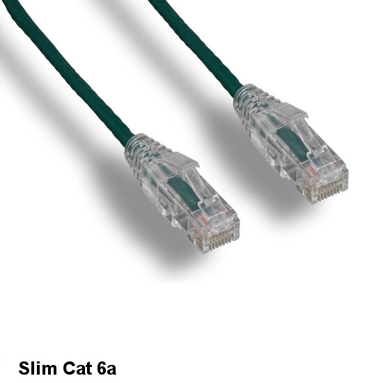 KNTK Green 7ft Slim Cat6a UTP Patch Cable 28AWG Ethernet RJ45 Network Snagless