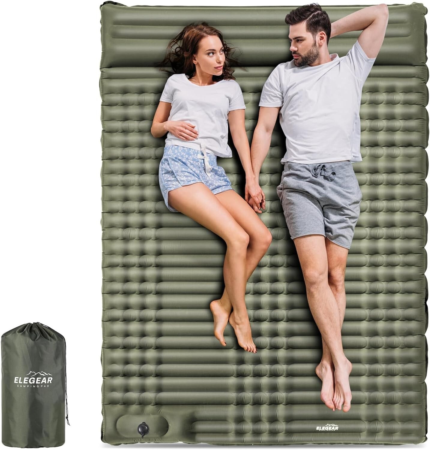 Elegear Double Sleeping Pad for Camping, 4" Ultra-Thick Self Inflating 2 person