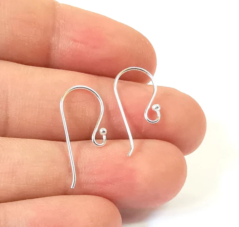 925 Sterling Silver Earring Hooks Earring Wire Findings (27mm) G30397