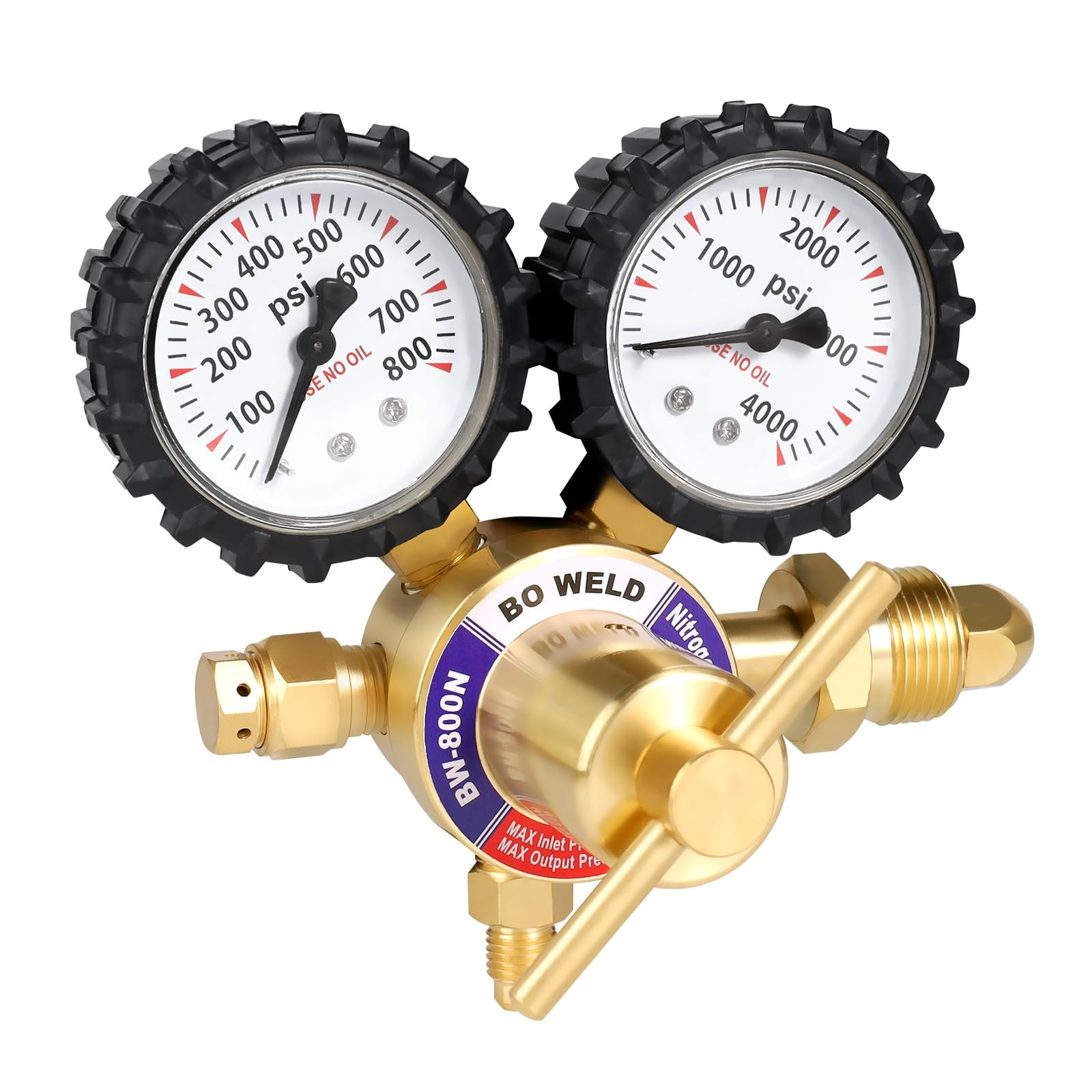 BO WELD Nitrogen Regulator with 0-800 PSI, CGA580 Inlet Connection and 1/4''...