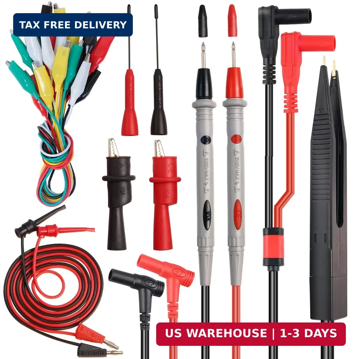 TKDMR 19Pcs Electrical Multimeter Test Leads Set with Alligator Clips Test Hook