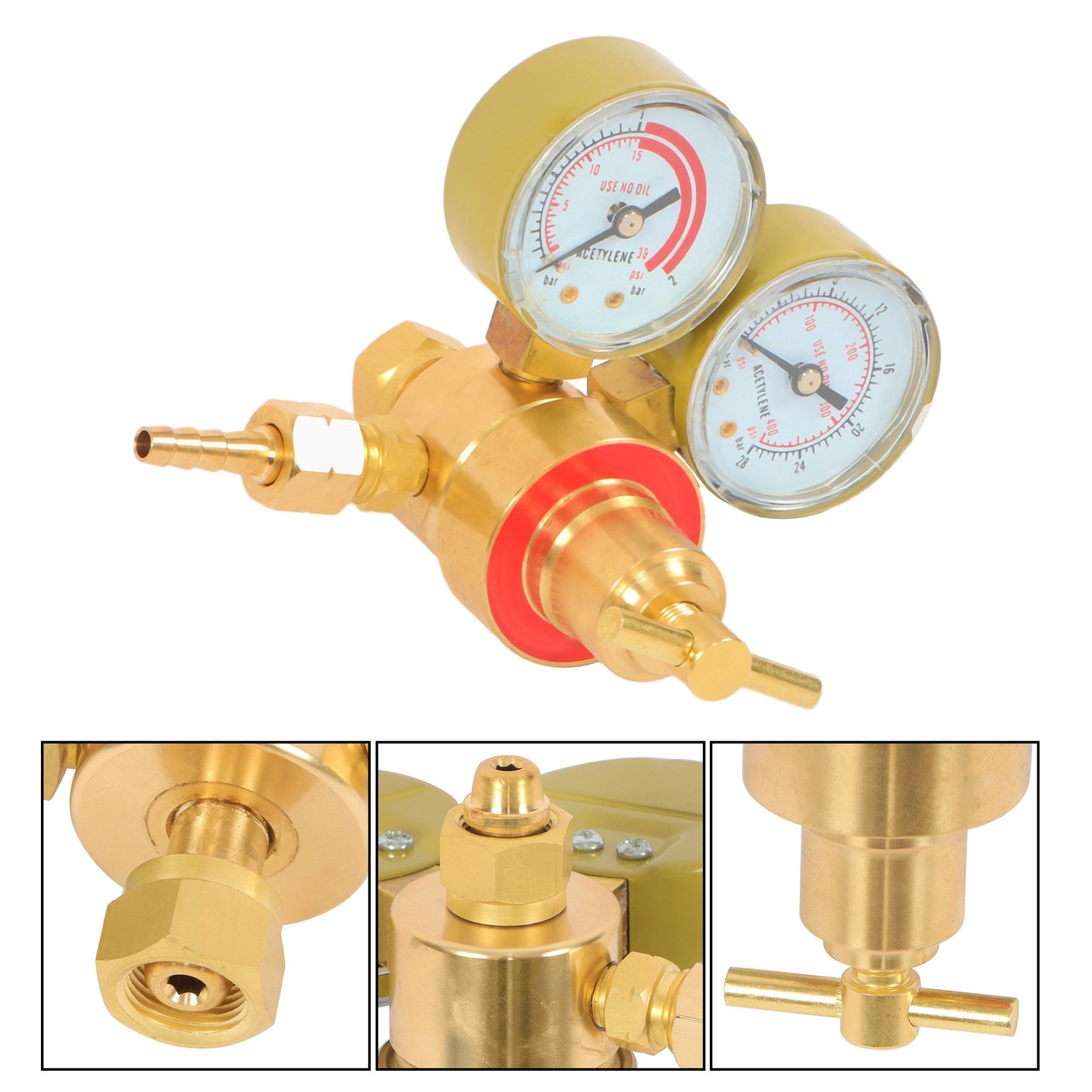 CGA200 Acetylene Regulator Dual Meter Brass Built for High Pressure Gas Control