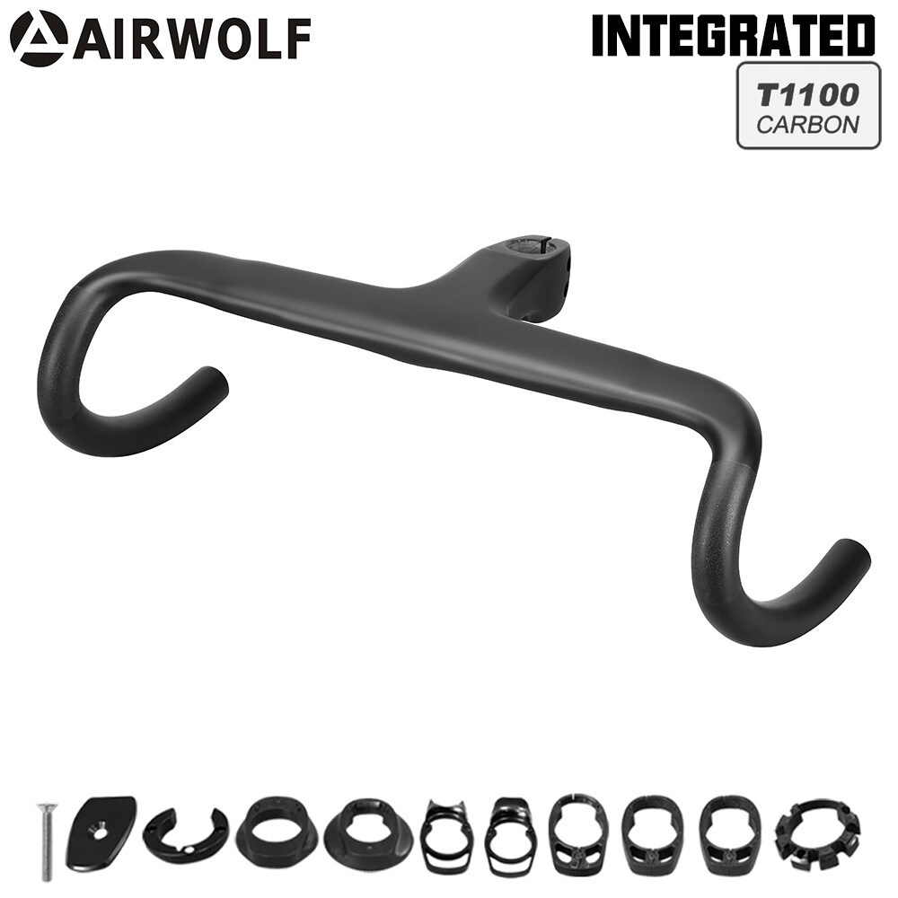 AIRWOLF T1100 Carbon Road Bike Integrated Handlebar Stem Bicycle Gravel Drop Bar