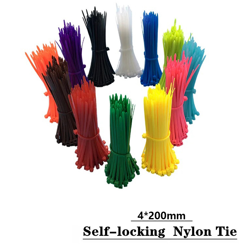 4*200mm Nylon Cable Zip Ties Self-Locking Cable Wire Resitance Tie Wrap Supply