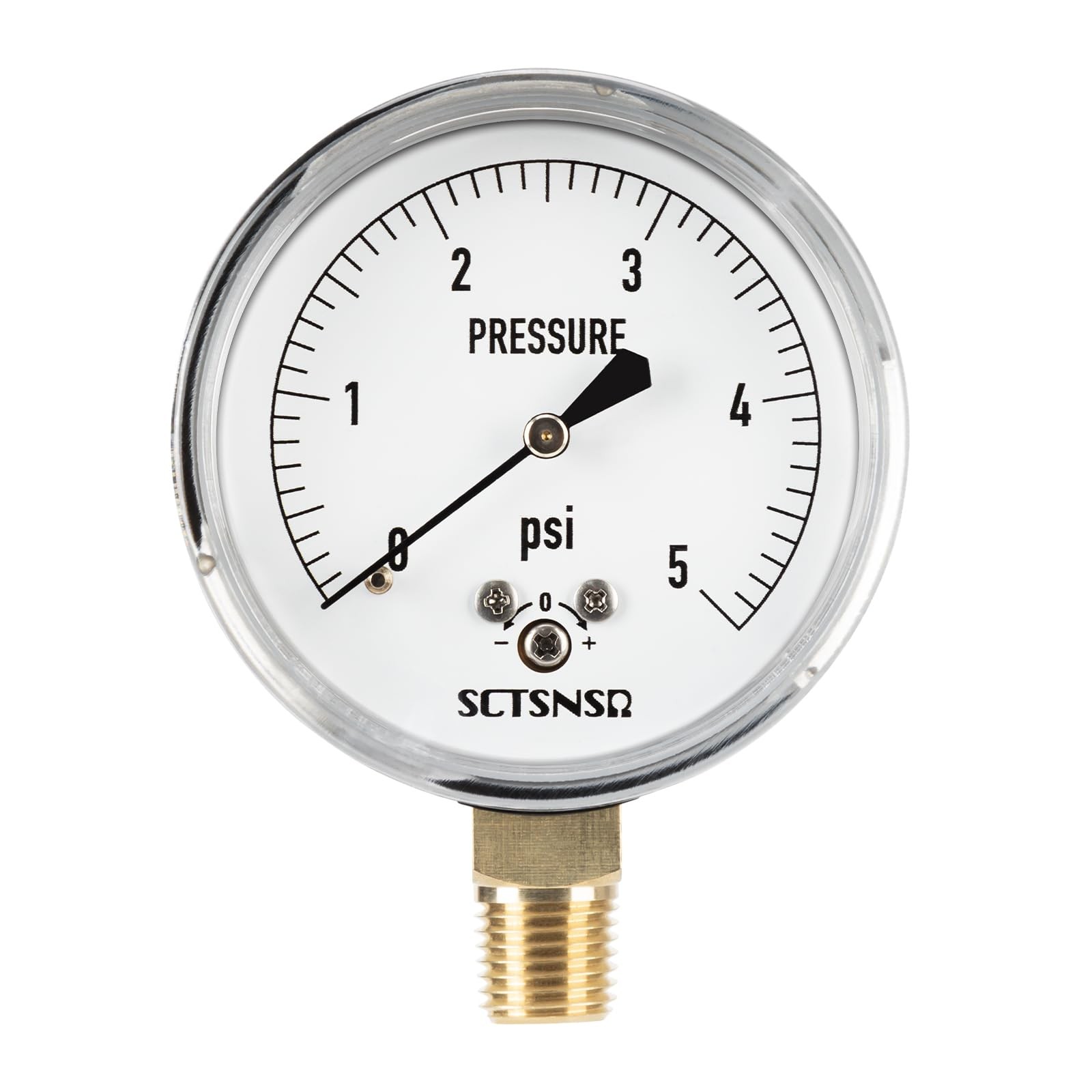 0 to 5 Psi Low Pressure Gauge, Capsule Measurement System, 2.5 inch Dial, 1/4...