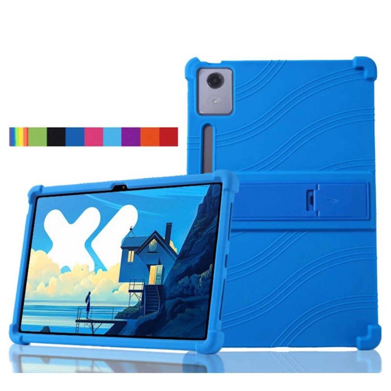 Silicone Case Cover For Lenovo Idea Tab Pro with Adjustable Holder Shockproof Black