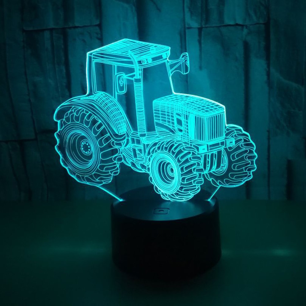 1Pc 7-Color Changing 3D LED Car Night Light W/ Remote Control For Home Decor-
