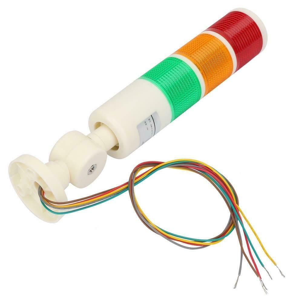 Red Green Yellow Led Stack Light Alarm Signal Tower Lamp W/Buzzer 12V New