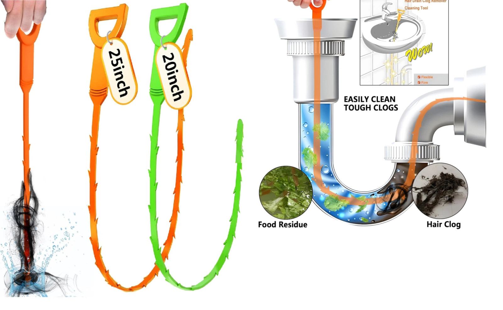 Drain Snake, Drain Clog Remover,Hair snake Tool Opener, sink snake for Sewer Kit