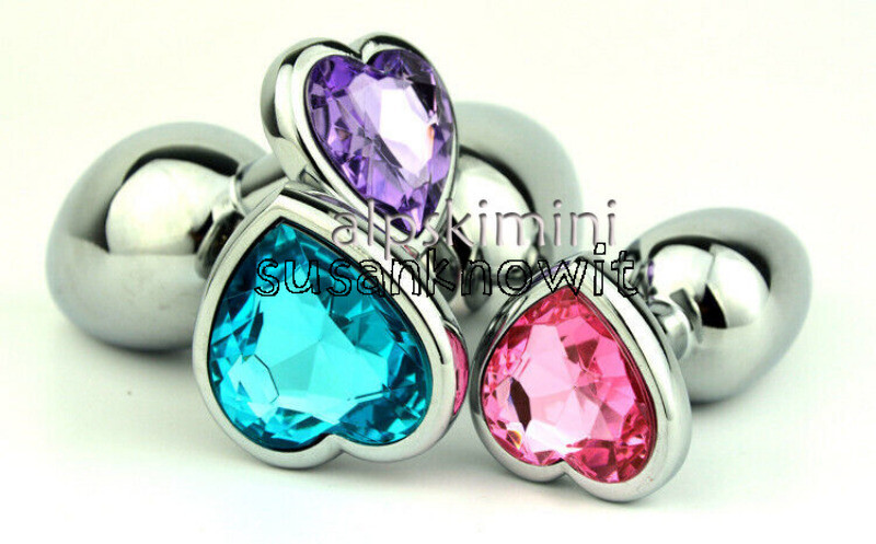 3 Size Portable Female Male Metal Heart Plug Crystal Jewelry Stainless Steel