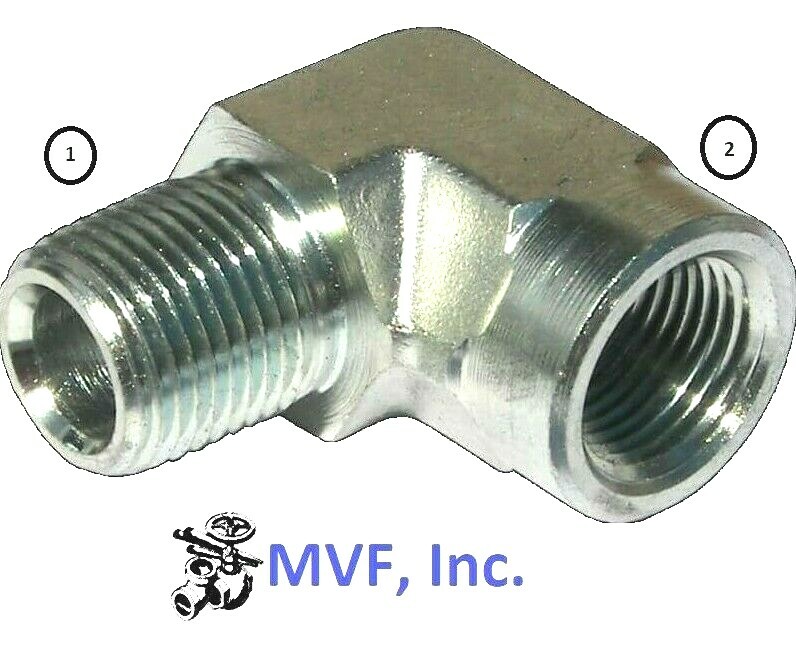 3/8" Male NPTF x 1/2" Female NPTF 90° Elbow Plated Steel Hydraulic 5502-06-08