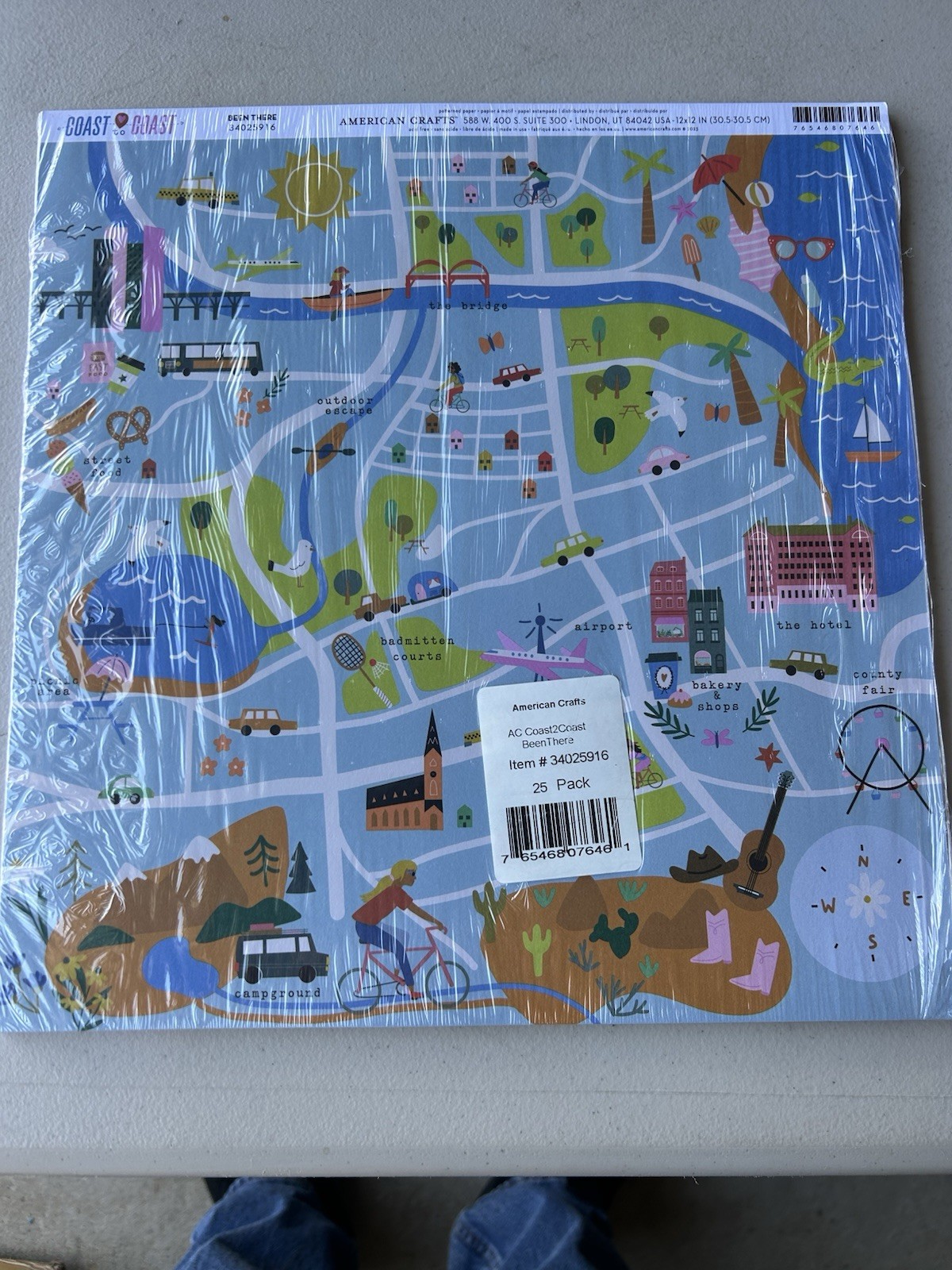 American Crafts 12x12 Scrapbook Paper Pack Coast To Coast 25 Pages Double Sided