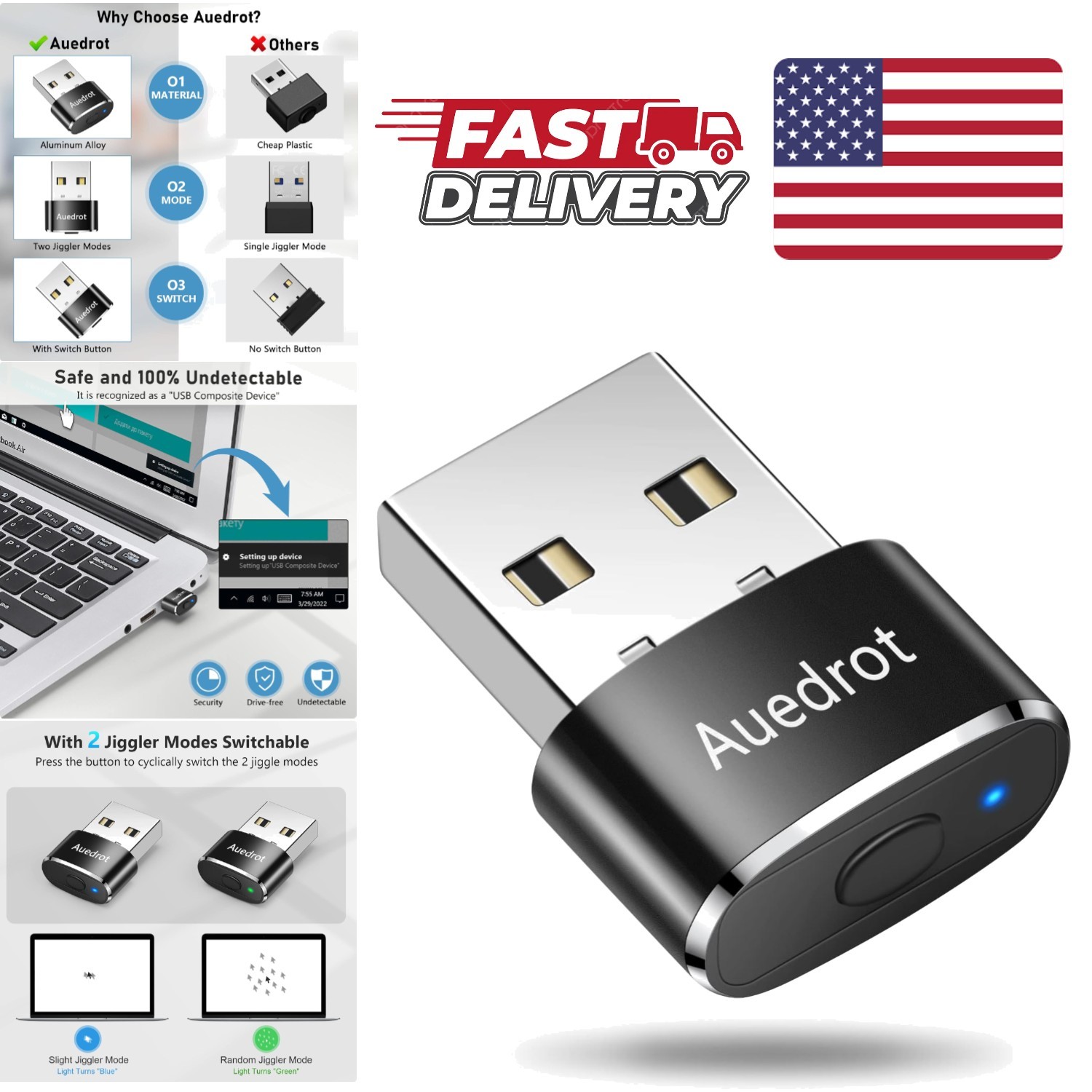 Mouse Jiggler USB Device for Computer with Undetectable Automatic Movement