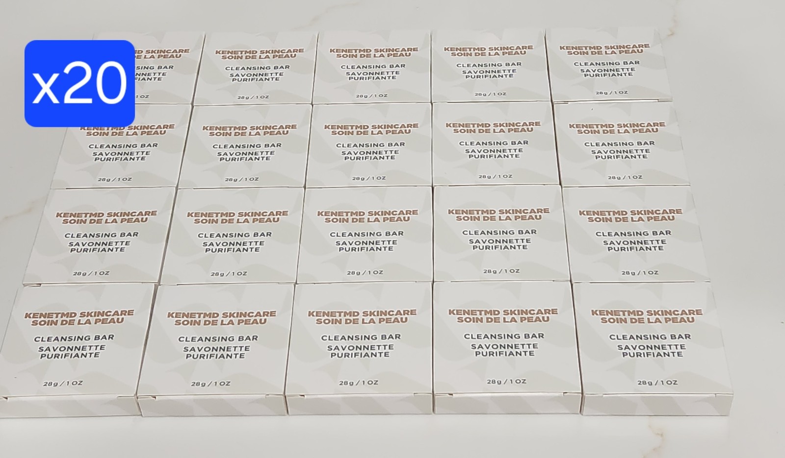 20 Bars KenetMD Skincare CLEANSING BAR SOAP Aloe Hotel / Travel Size 1oz Boxed