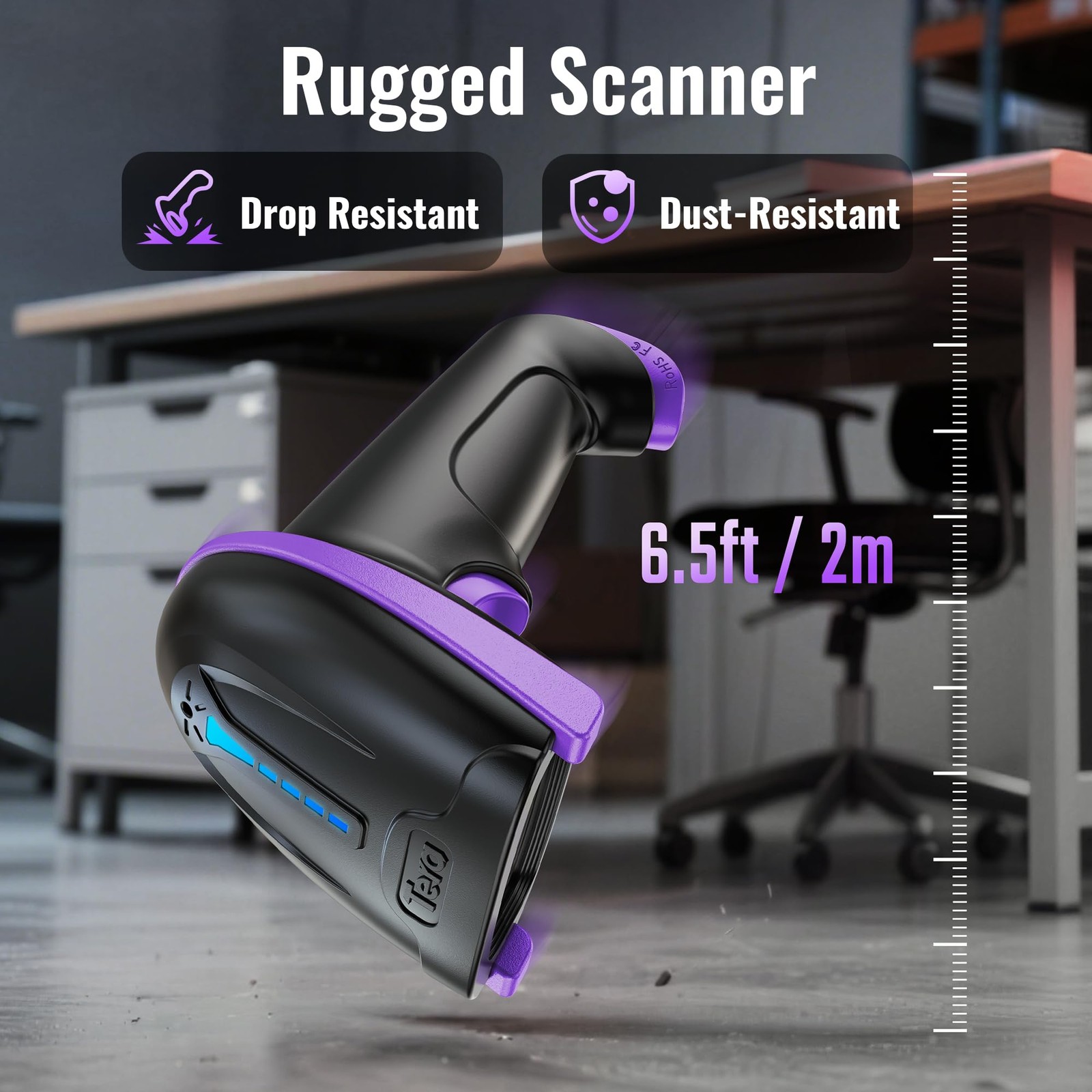 Tera Barcode Scanner Wireless Versatile 2-in-1 (2.4Ghz 1D Purple, Purple