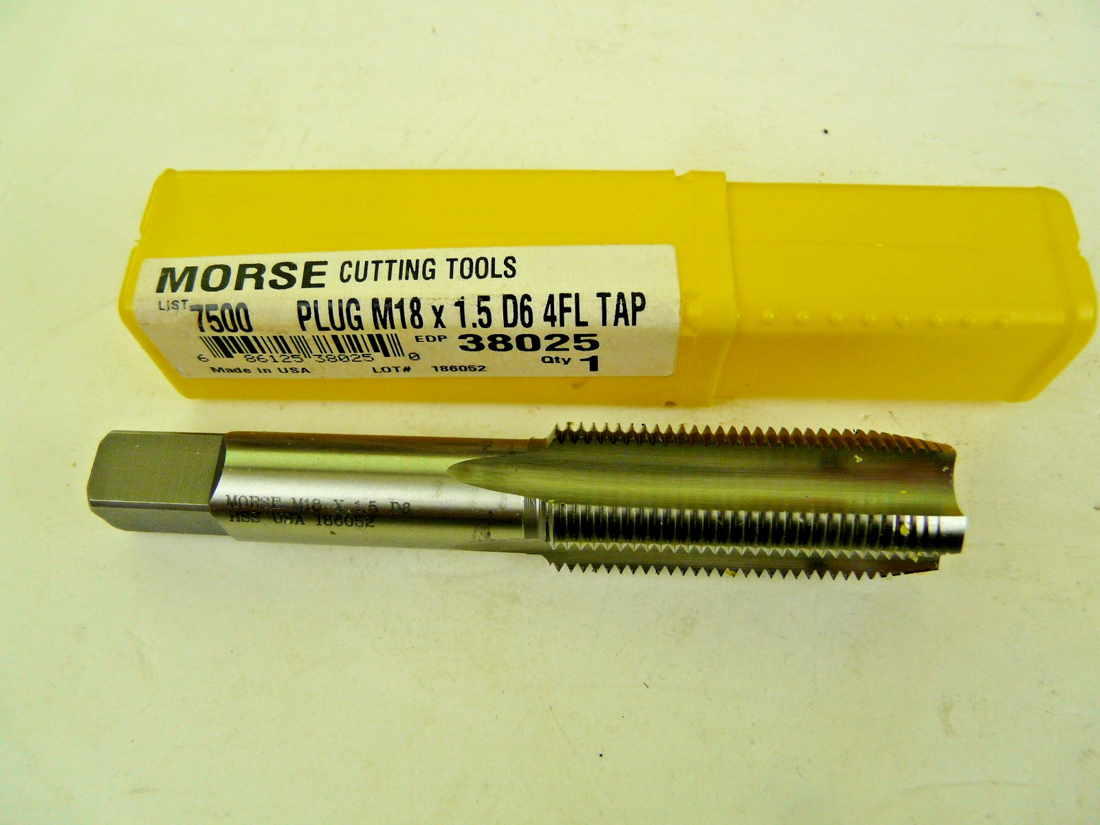 MORSE Cutting Tools 7500 PLUG M18 X 1.5 D6 4FL TAP 38025 USA NEW
