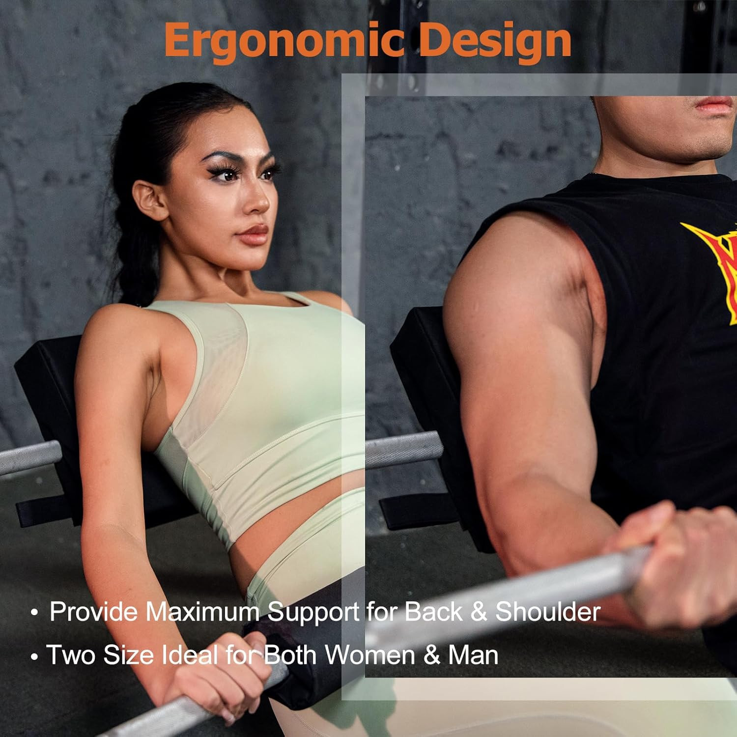 Hip Thrust Back Pad for Squat Rack & Olympic Barbell Bar, Bench Press Shoulder B