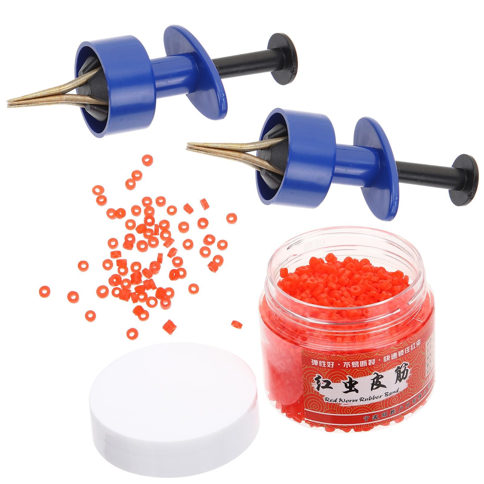 BESPORTBLE Bloodworms Bait Bander Tool: 2 Pack Fishing Clips with 3000 Blue