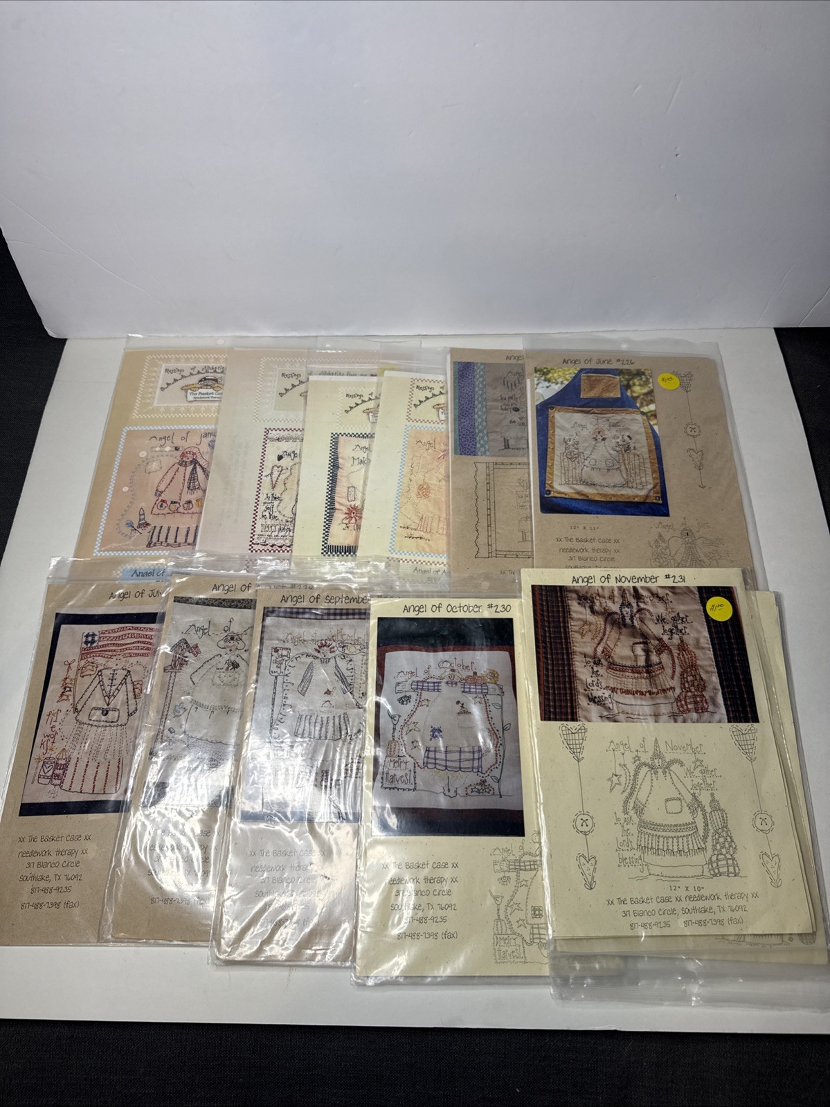 Nancy Huggins Lot Of 12 The Basket Case Embroidery Patterns Angel Months Block