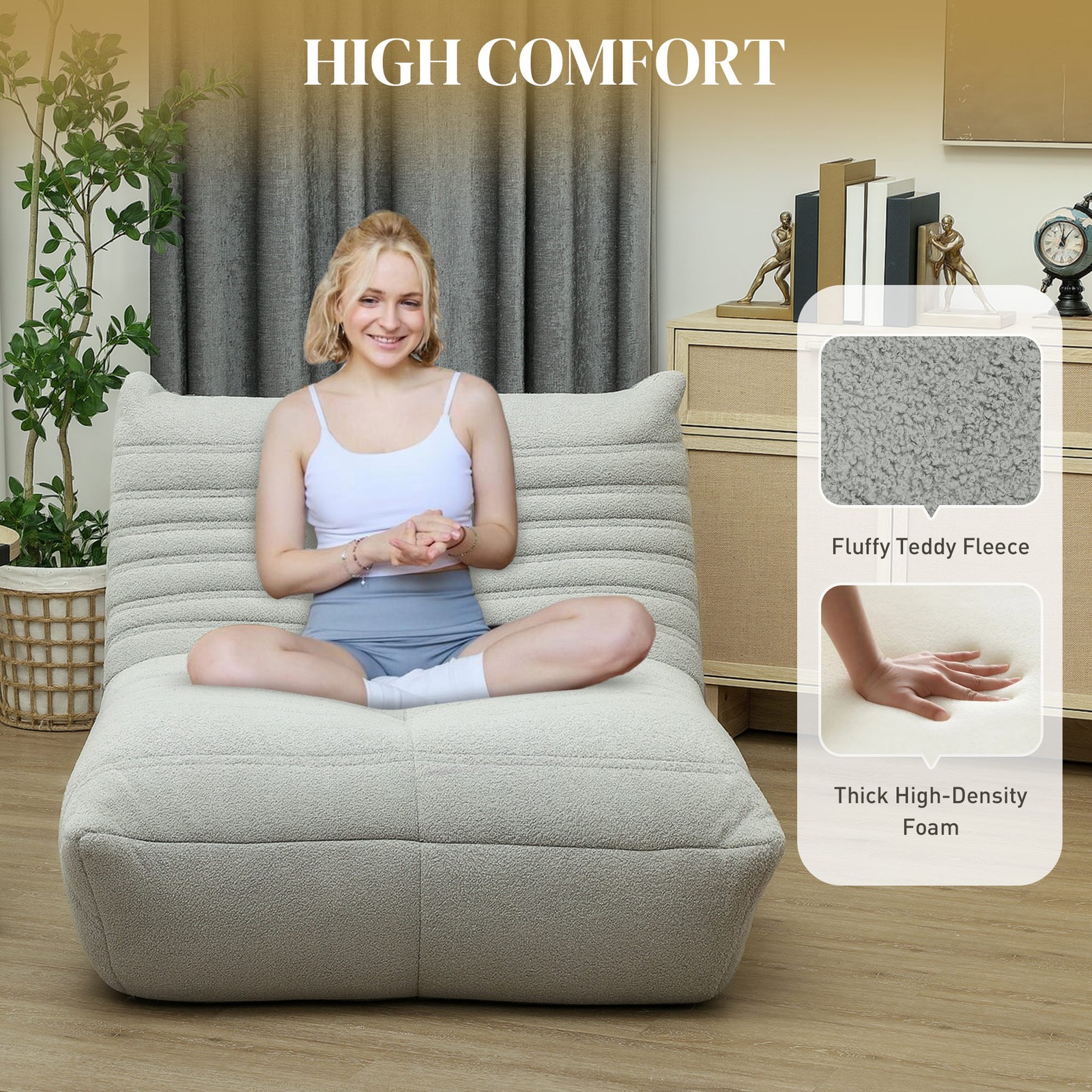 Bean Bag Chair For Adults, Giant Fireside Chair, Bean Bag Sofa With High Density