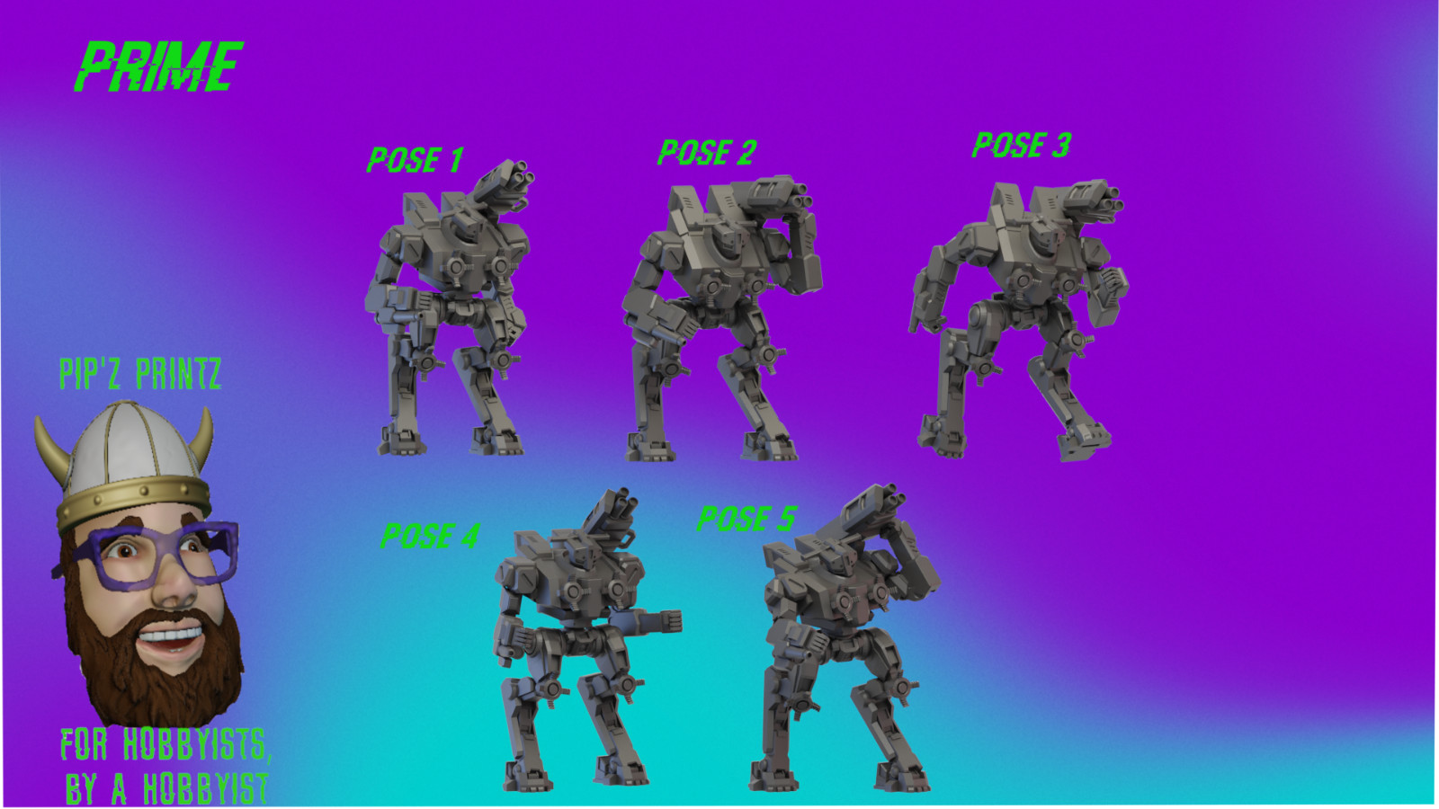 Hobgoblin Prime and 2 Alternate ProtoMech Model For Battletech 6mm-10mm-15mm
