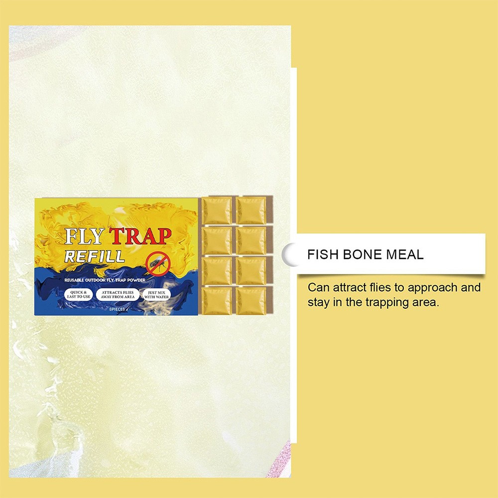 8PCS Fly Trap Refill Packets, Flies Bait Attractant Refills For All Reusable