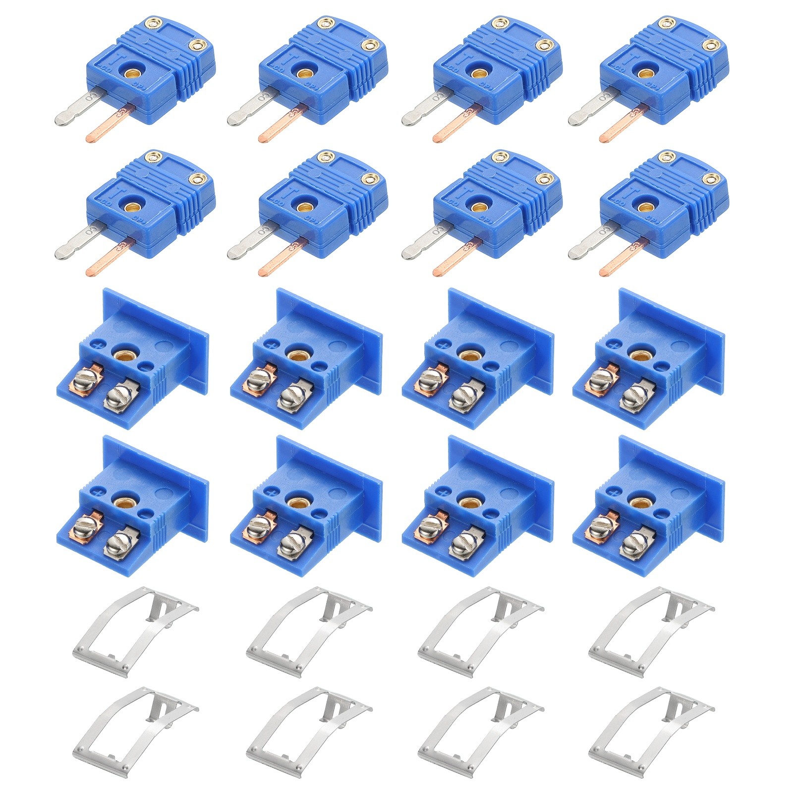 8Set T Type Thermocouple Wire Connectors Male Plug with Panel Mount Mini Socket