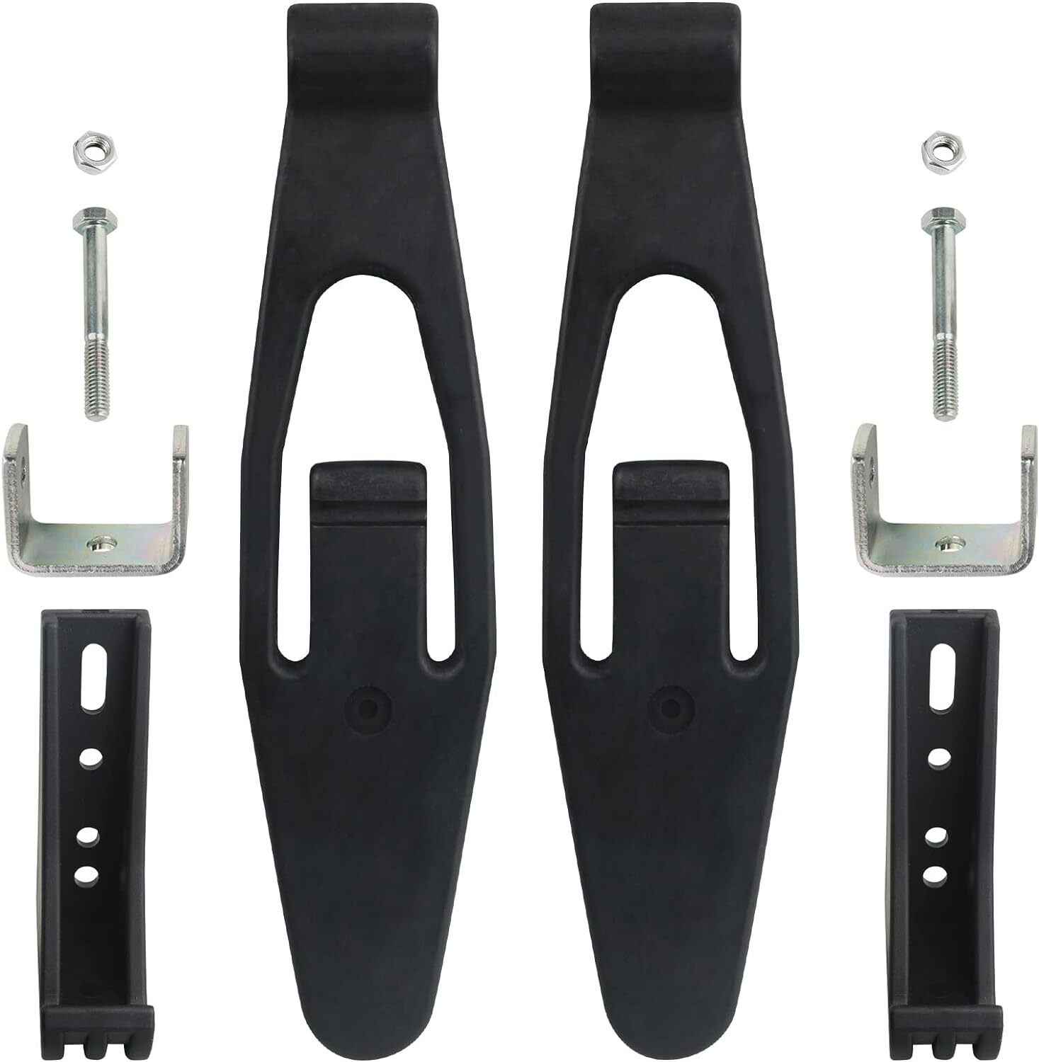 Hood Latch Strap with Catch Bracket Kit 2 Pack Compatible 2 SET, Black