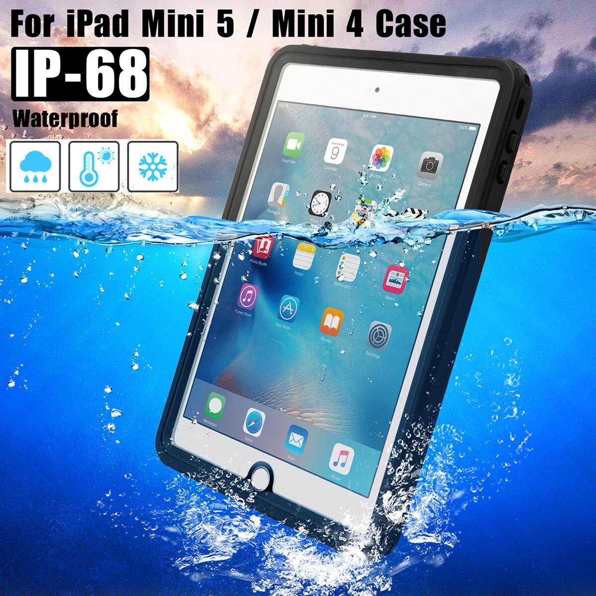 For iPad mini 5th 4 Waterproof Case Shockproof Underwater Cover Screen Protector