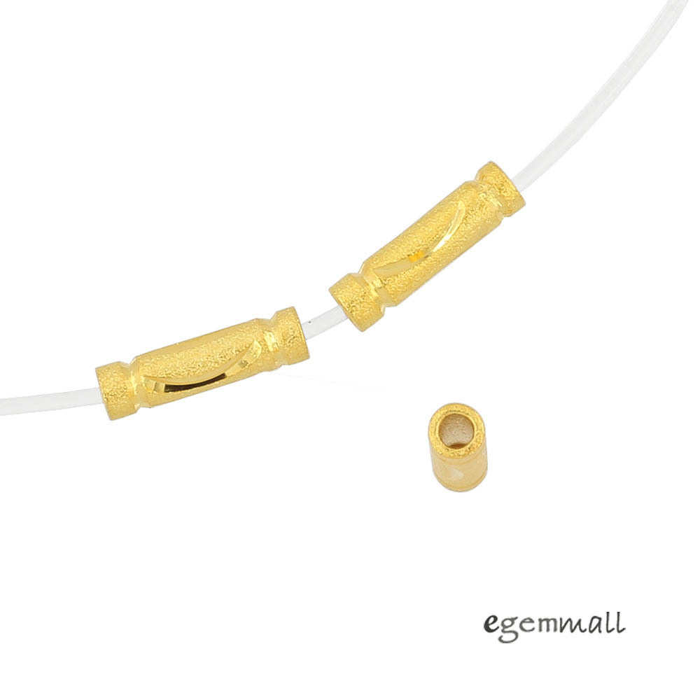 6 Gold Plated Sterling Silver Stardust Finish Tube Spacer Beads 2x8mm #99528