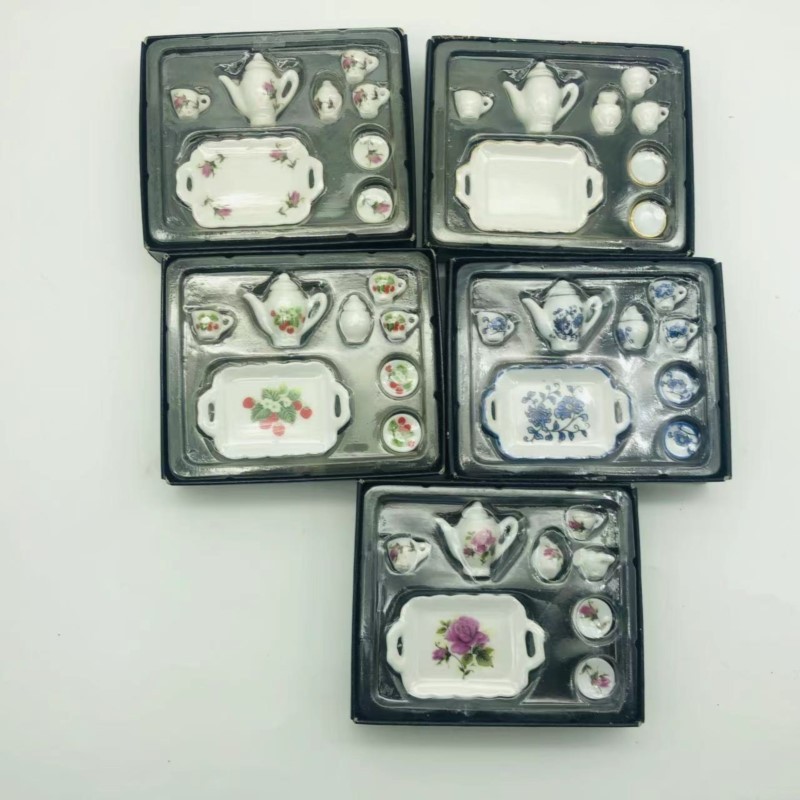 Dollhouse Miniatures Miniature Diy Model Simulation Miniature Ceramic Tea Set