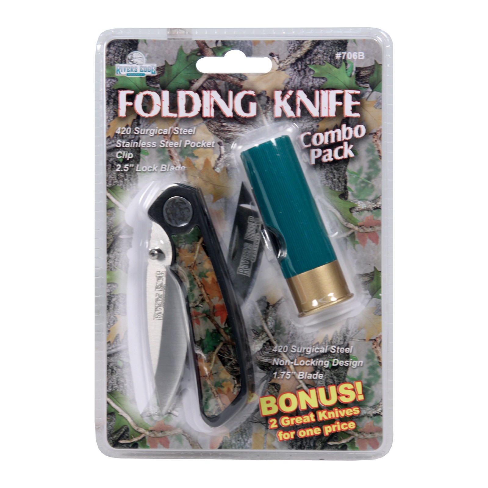 River's Edge Products Knife Combo - Shotshell and Camo Lockblade Knives