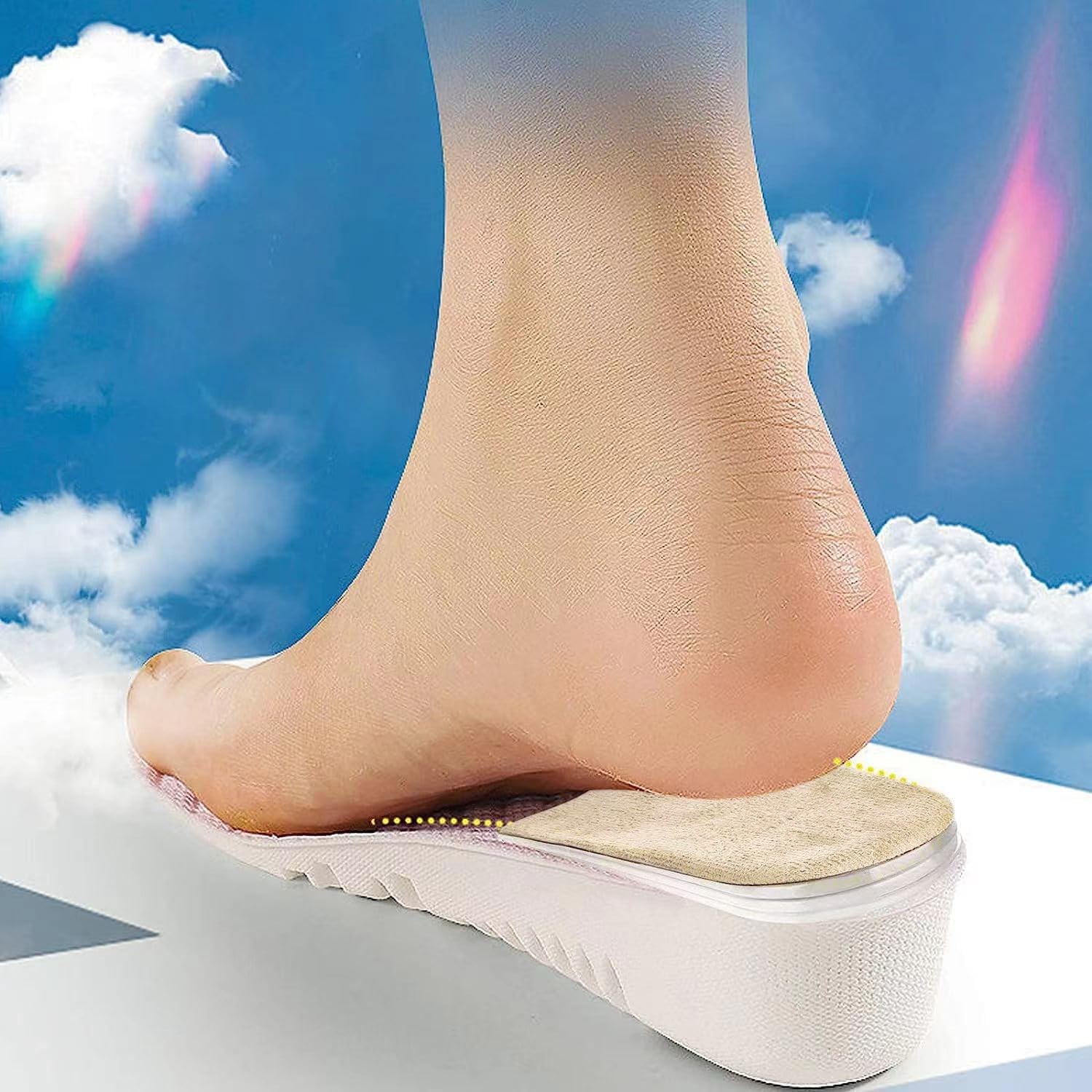 AccEncyc Adjustable Heel Lift Inserts 2 Pack Soft Silicone Height Beige