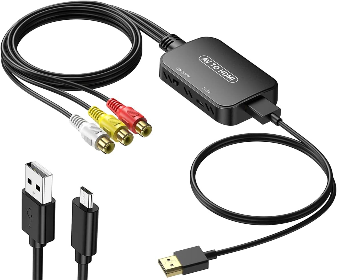 RCA to HDMI Adapter,Viagkiki AV Converter,RCA Female to HDMI Converter Composite