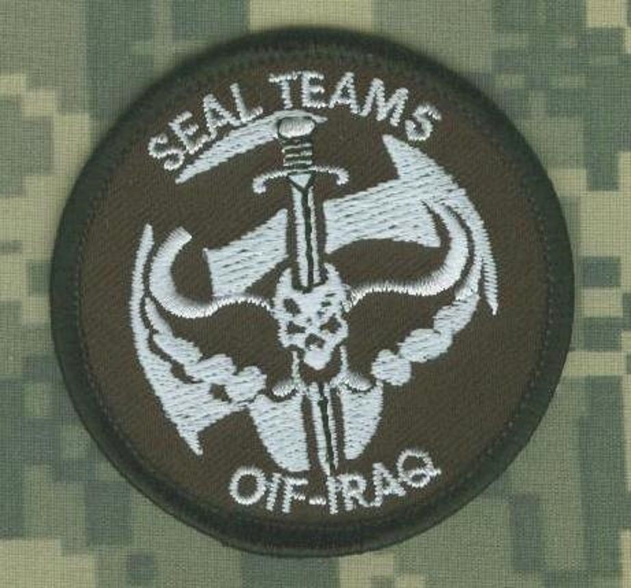 ORIGINAL SEAL SPECIAL WARFARE IRON-ON PATCH: SEAL TEAM 5 in IRAQ (from 2002-03)