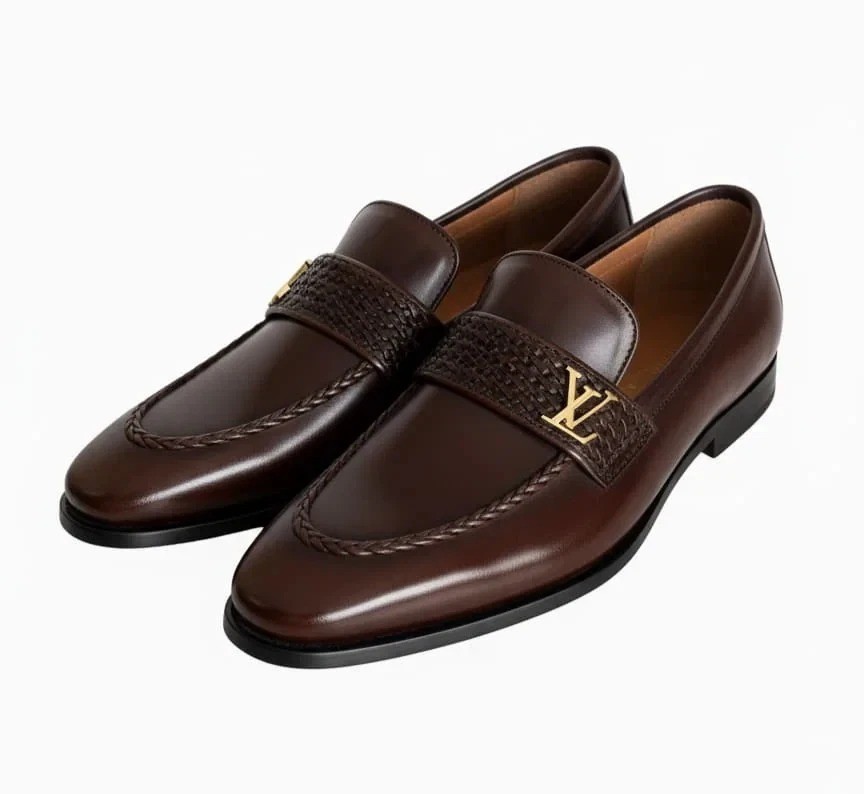 Men Handmade Genuine Leather Shoes Fashion Loafers Brown Formal Dress Shoes Men