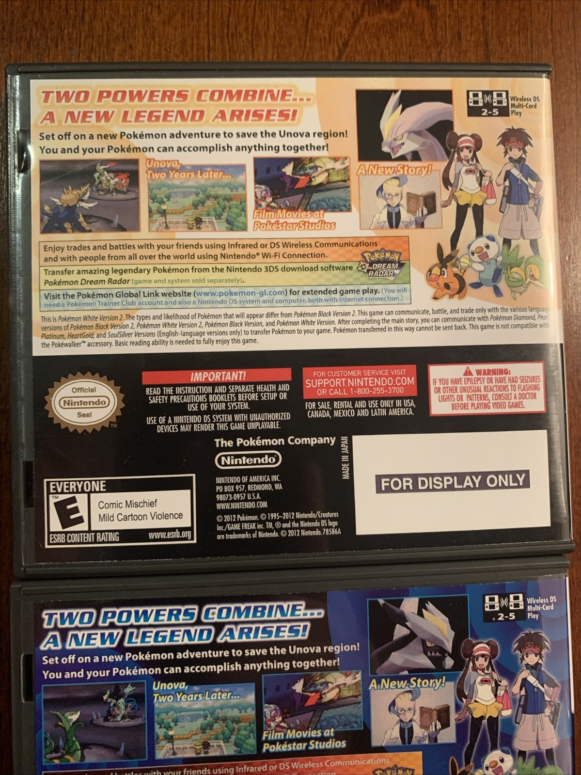 Pokemon White 2 + Black 2 Nintendo DS Replacement Cases Only NO GAMES - Bundle